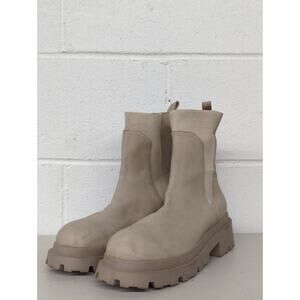 Dolce vita sz 9.5 gray taupe chelsea boots mid calf stretch pull on leather